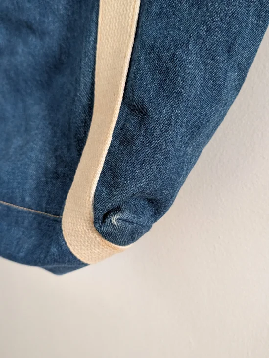 Denim Tote with Cream Straps - Classic Everyday Carry - Picture 2 of 9
